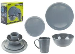 Summit 16 Piece Melamine Dining Set In Grey